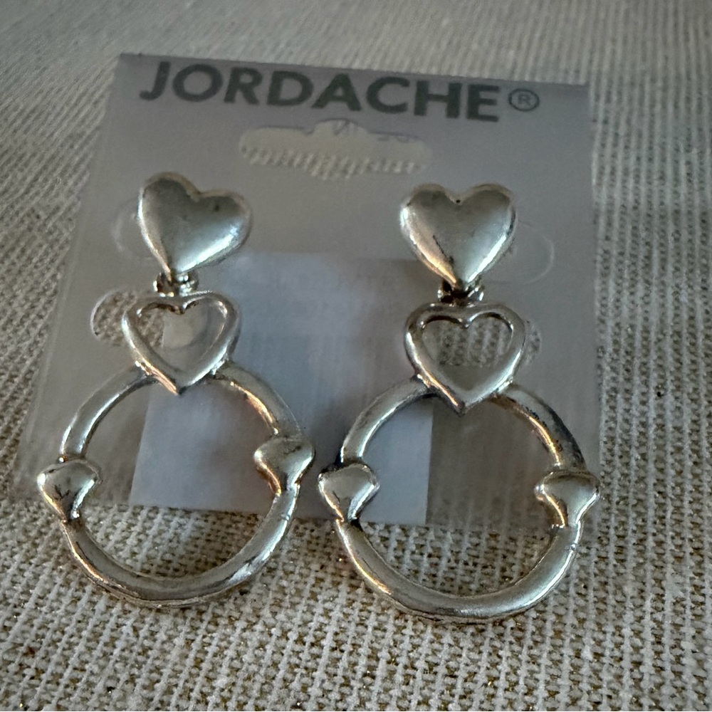 Jordache Silver Heart Drop Earrings - Silver